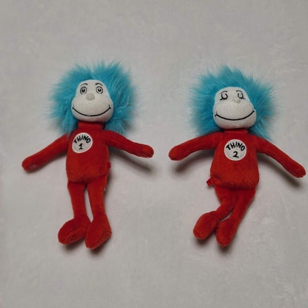 Dr Seuss Thing 1 & 2 Cat In The Hat 10" Plush Stuffed Dolls 2016 Manhattan Toy - Picture 4 of 12
